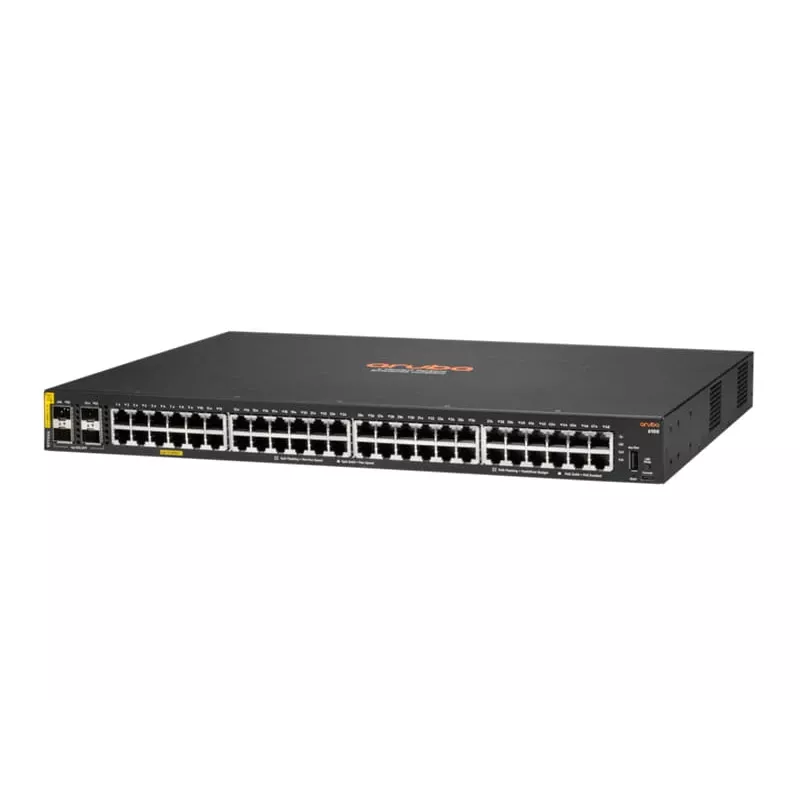 Hewlett Packard Enterprise HPE Aruba Networking CX 6100 48G Class4 PoE 4SFP+ 740W komutatorius – Komutatorius – L3 – valdomas – 48 x 10/100/1000 (PoE+) + 4 x 1 Gigabit/10 Gigabit SFP+ (Uplink)