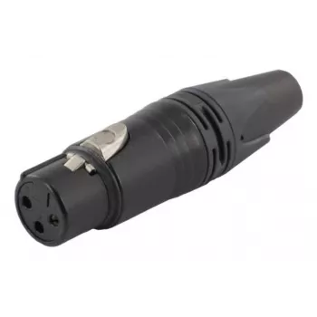 3‑polių kabelio jungtis (moteriška) EQUIP 3‑polių XLR, juoda, 30,5 g, 19,2×19,2 mm