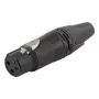 3‑polių kabelio jungtis (moteriška) EQUIP 3‑polių XLR, juoda, 30,5 g, 19,2×19,2 mm
