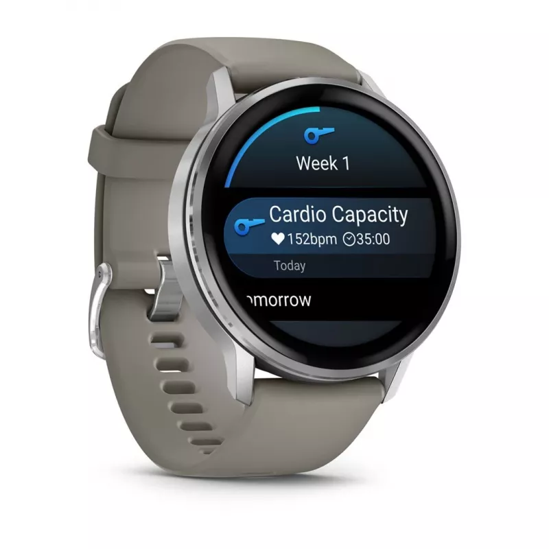 Išmanusis laikrodis Garmin Venu 4 1,4 colio AMOLED GPS Wi-Fi 45 mm sidabrinis