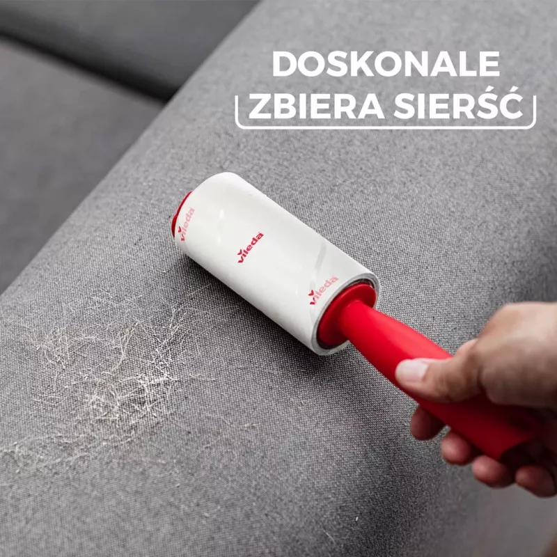 Drabužių priežiūros įrankis VILEDA 173390 — lipnus gyvūnų plaukų volelis, plotis 52 mm, aukštis 250 mm, ergonomiška rankena