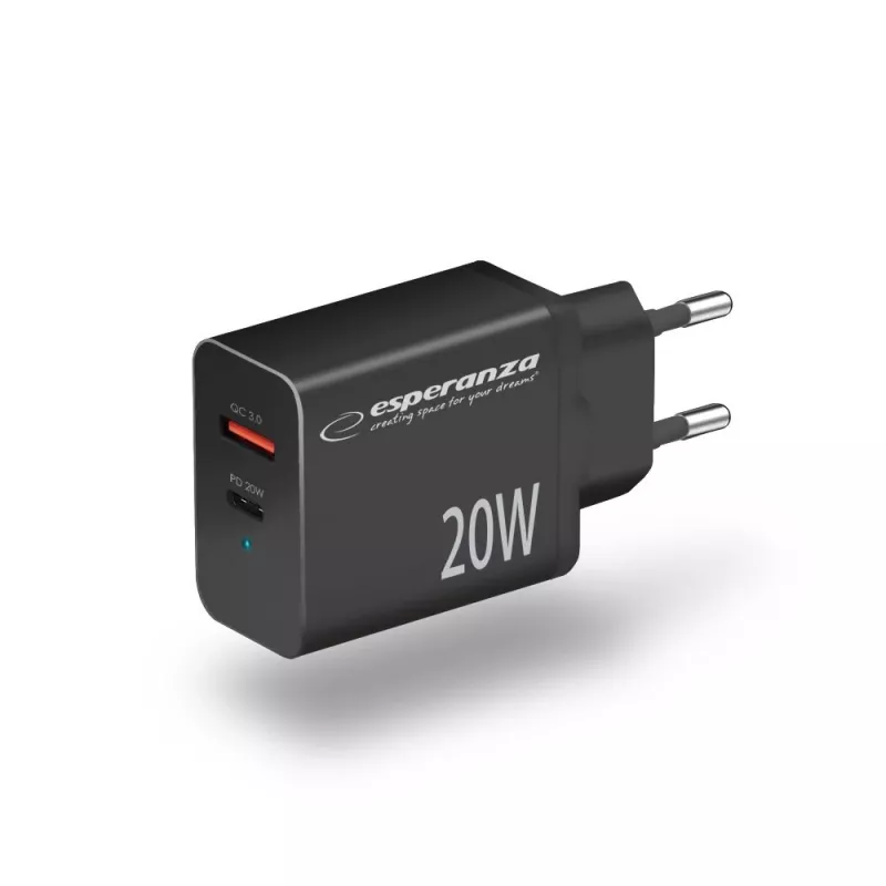 Esperanza EZC105K tinklo įkroviklis 20W juodas