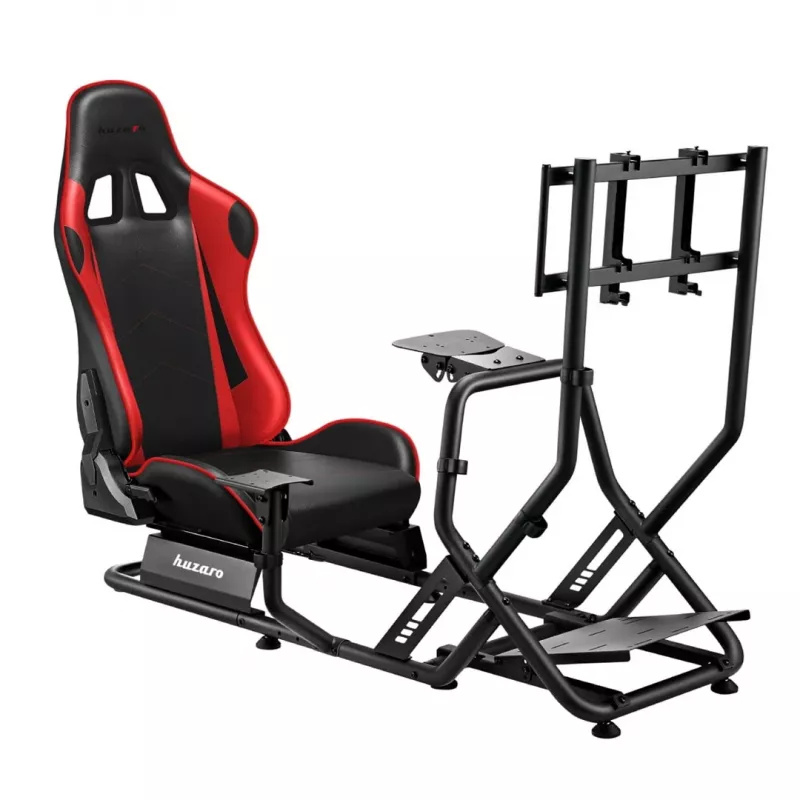 Lenktyninis kokpitas huzaro Speed 6.0 su reguliuojama sėdyne, plieninis rėmas, 30°–90° kampas, išlaiko iki 120 kg, raudonas, 1080×1360×560 mm