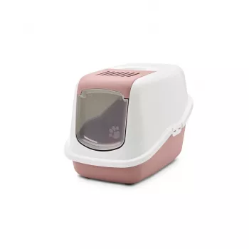 Uždara kačių tualeto dėžutė Savic Nestor White-Pink, su gaubtu, 56×39×38,5 cm