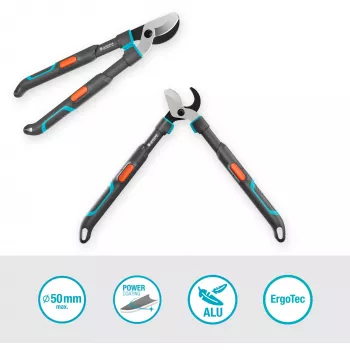 Gardena žirklės šakoms TeleCut Pro S pilkos/turkio spalvos 52cm - 67cm (12040-88)