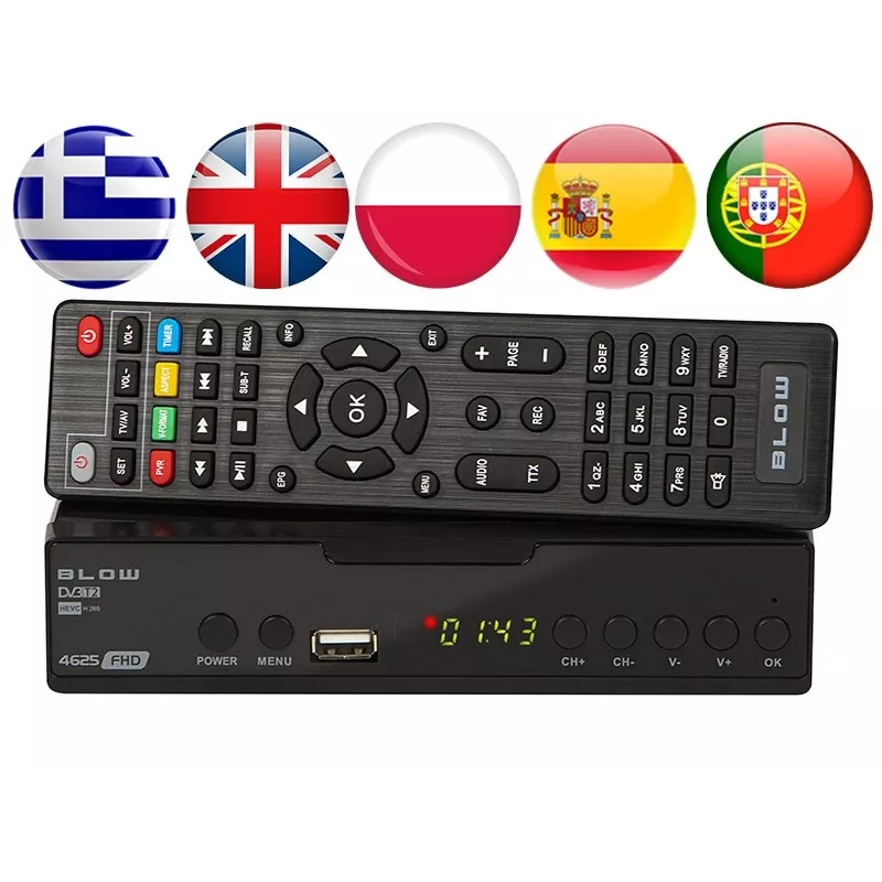 Skaitmeninis TV imtuvas BLOW 4625FHD DVB-T2 H.265 antžeminis priėmėjas, HDMI, USB, SCART, Ethernet, S/PDIF