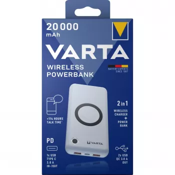 Išorinė baterija Varta 57909 20000 mAh ličio polimero belaidis įkrovimas