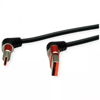 ROLINE USB 2.0 laidas Type-C - Type-A ST/ST 360° sukimasis juoda raudona 1 m 11.02. - Laidas - Skaitmeninis/Duomenų