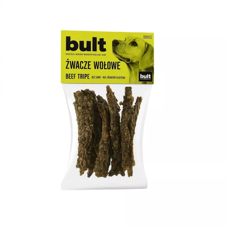 Šunų skanėstas BULT Jautienos šliužas 100 g — vieno ingrediento hipoalerginis kramtomas užkandis, baltymai 49,9%, riebalai 28,2%