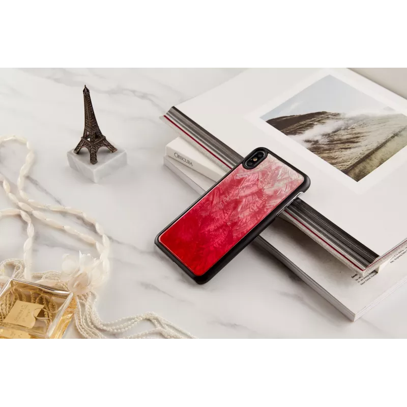 Išmaniojo telefono dėklas iKins, skirtas iPhone XS Max — rožinis ežeras su juodais akcentais