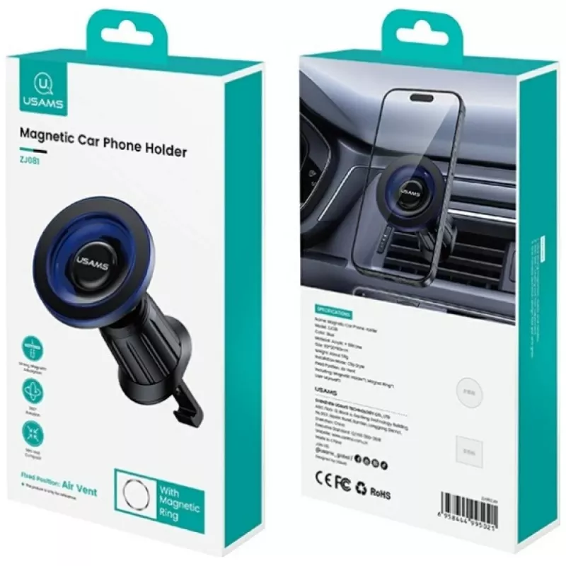 Magnetinis automobilinio telefono laikiklis usams ZJ081 — magnetinis laikiklis išmaniesiems telefonams, kompaktiškas dizainas, lengvas montavimas