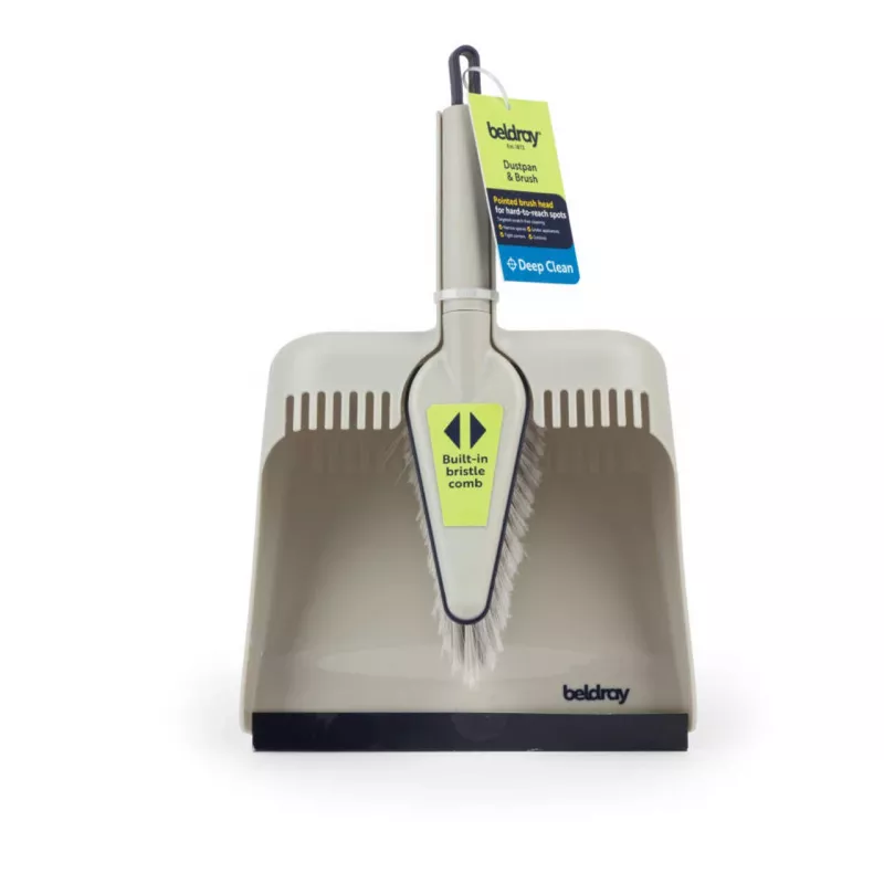 Dulkių semtuvėlio ir šluotelės rinkinys Beldray LA032760PEU7 Deep Clean Design, kompaktiška rankinė šluotelė su kampuotais šereliais ir atitinkamu dulkių semtuvėliu