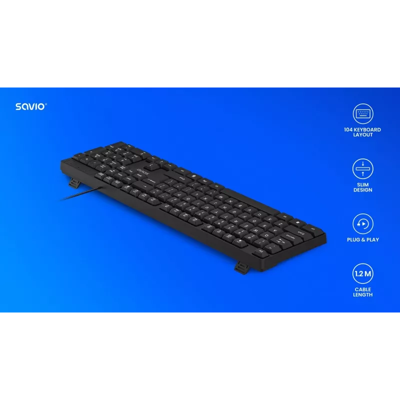 Savio KB-01 klaviatūra Namams/Biurui USB QWERTY US anglų Juoda