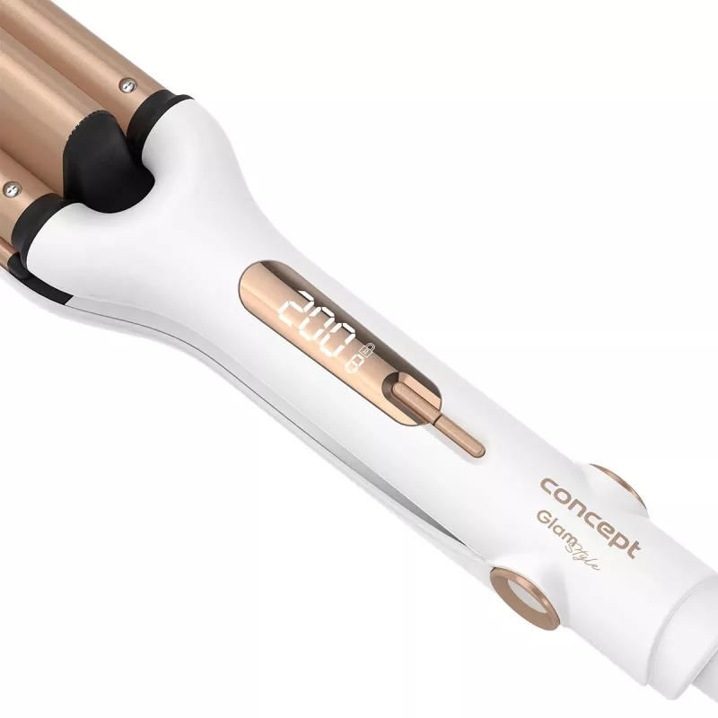 Plaukų gofruotojas Concept GLAM Style KT2140 — 100 W, 120–200°C, 9 šilumos lygių, 1,8 m sukiojamas laidas, auksinis