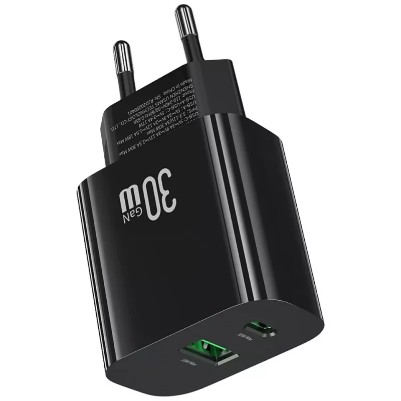 usams Įkroviklis USA001631 30W su 1x USB-C ir 1x USB-A greitas įkrovimas