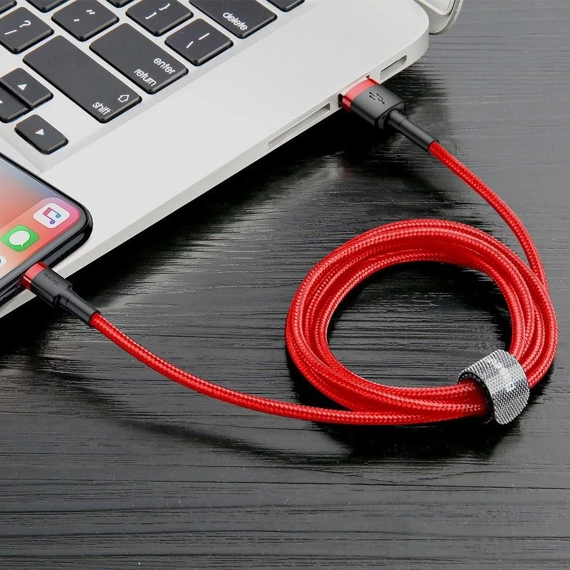 Baseus Cafule USB Lightning laidas 2,4 A 1 m (juoda + raudona)