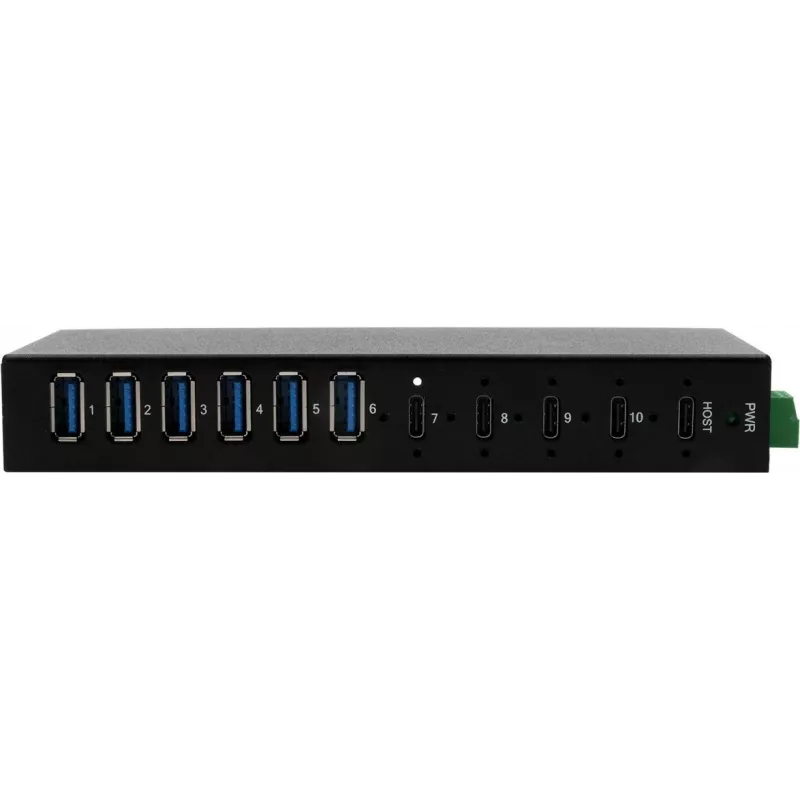 USB šakotuvas Exsys EX-12290HMS — 10 prievadų USB 3.2 Gen 2x1 su 4× USB-C ir 6× USB-A