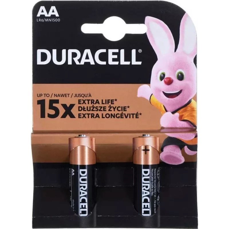 Duracell Basic MN1500 AA baterijos, šarminės, AA, 2 vnt.