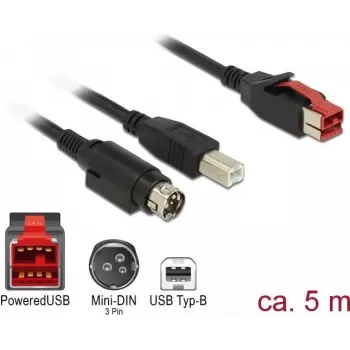 USB laidas DeLOCK 85491 USB 2.0 5m USB B juodas