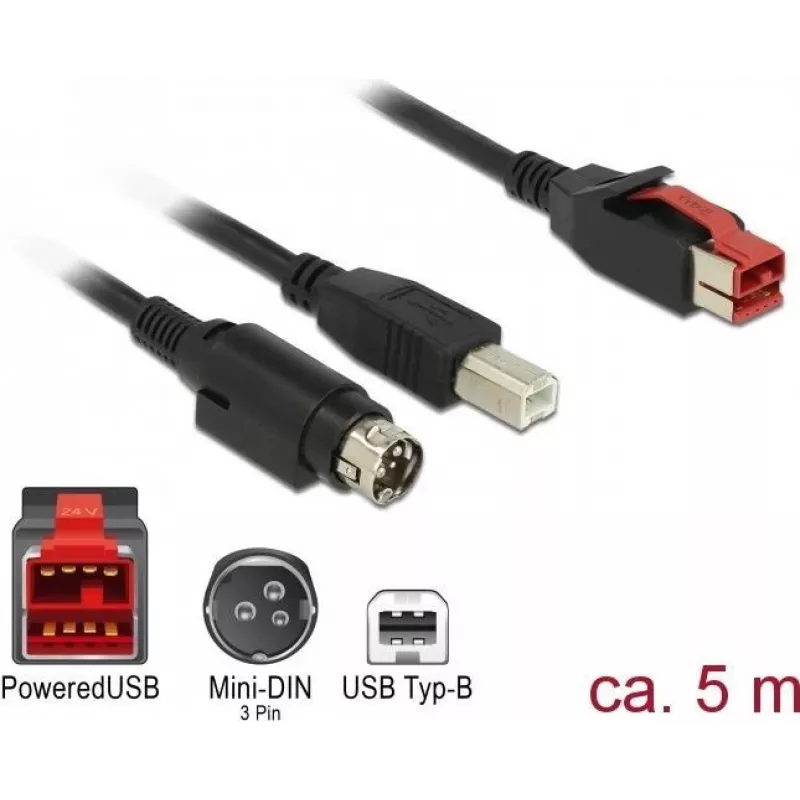 USB laidas DeLOCK 85491 USB 2.0 5m USB B juodas