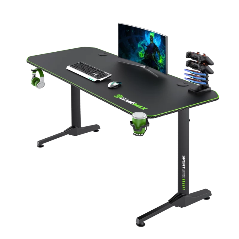 Stalas GameMax D140-CARBON – žaidimų/biuro stalas, neto svoris 20,5 kg, bruto matmenys 125×795×682 mm