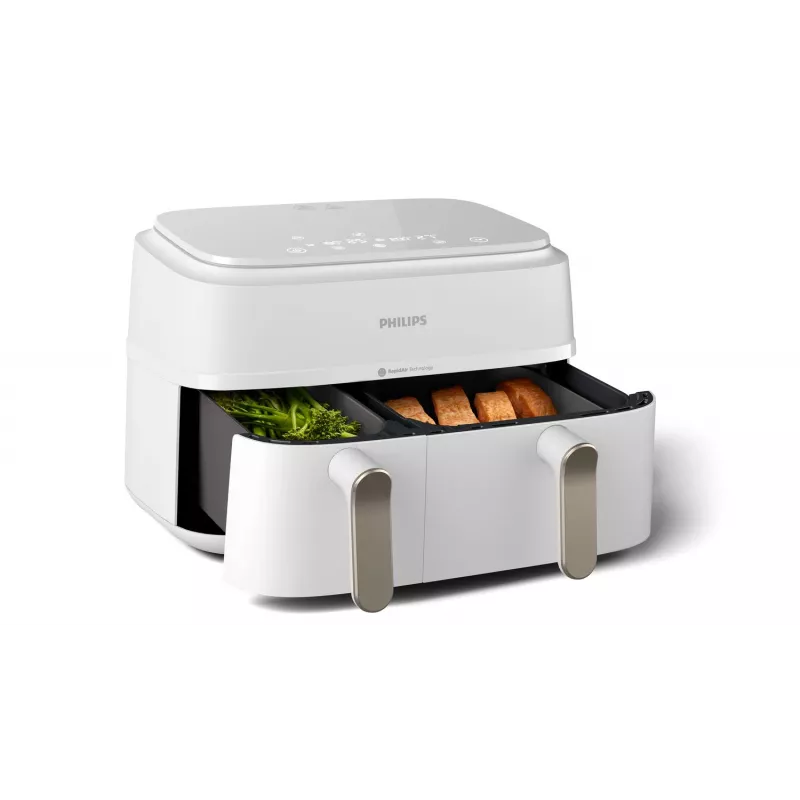 Philips 3000 serijos NA353/10 gruzdintuvė Dviguba 9 L Atskira 2750 W Karšto oro gruzdintuvė Sidabrinė, Balta
