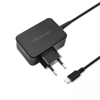 Mobiliojo įrenginio įkroviklis QOLTEC 51024 — Universalus kintamosios srovės patalpų įkroviklis, 65W PD, 20V/3.25A, 1.2 m laidas, juoda