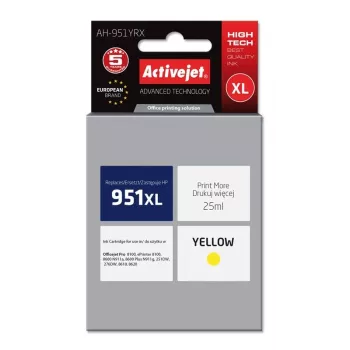 Rašalo kasetė ActiveJet AH-951YRX suderinama su HP 951XL CN048AE — Geltona, 25 ml, XL