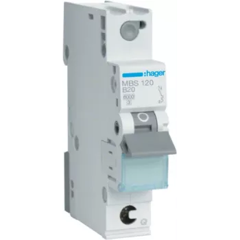 Hager MBS120 - 20 A - B-tipo - 1 modulis - -25 - 60 °C - -25 - 80 °C - 17,5 mm