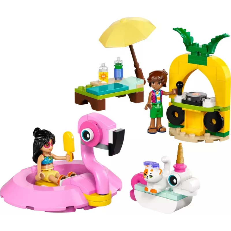 LEGO Friends rinkinys 42658 baseino vakarėlis su vienaragiu ir flamingu, personažais ir aksesuarais