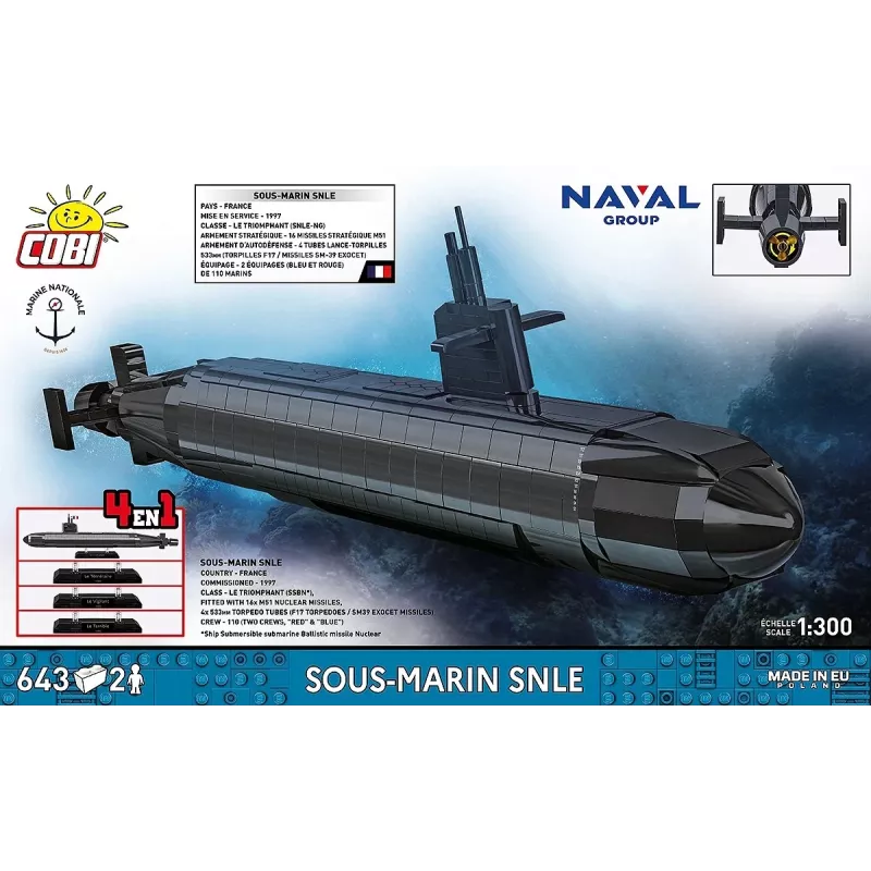Cobi Blocks Sous-Marin SNLE konstrukcinis rinkinys — 643 detalės