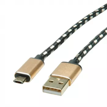 ROLINE 11.02.8819 USB laidas 0,8 m USB 2.0 USB C Micro-USB B juoda - auksinė (11.02.8819)