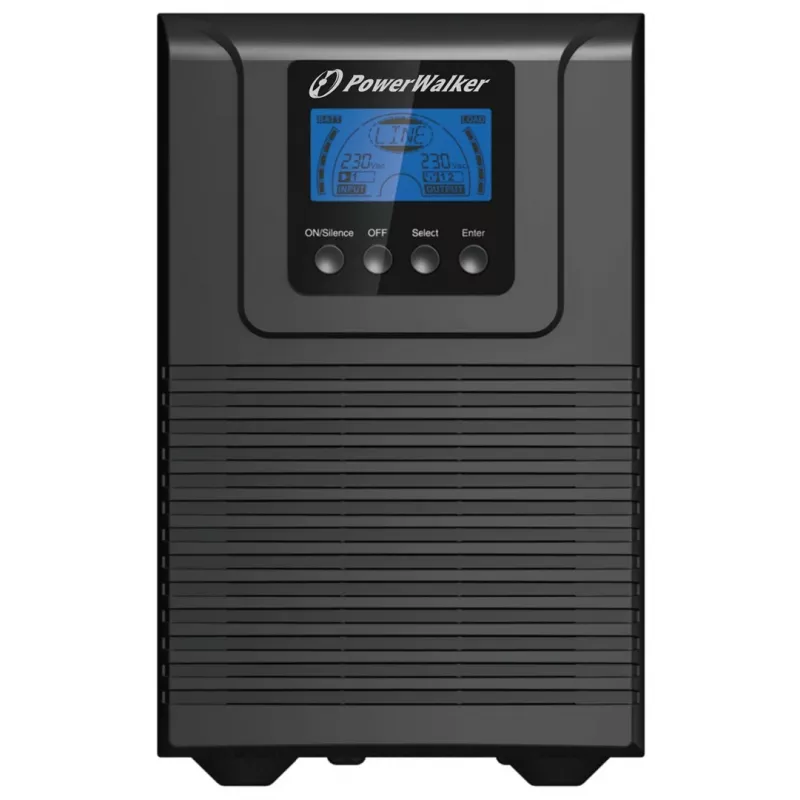 Nepertraukiamo maitinimo šaltinis PowerWalker VFI 1000 TGB — 1 kVA (900 W), dvigubo keitimo internetinis, 4× C13 lizdai, USB, RS-232, EPO