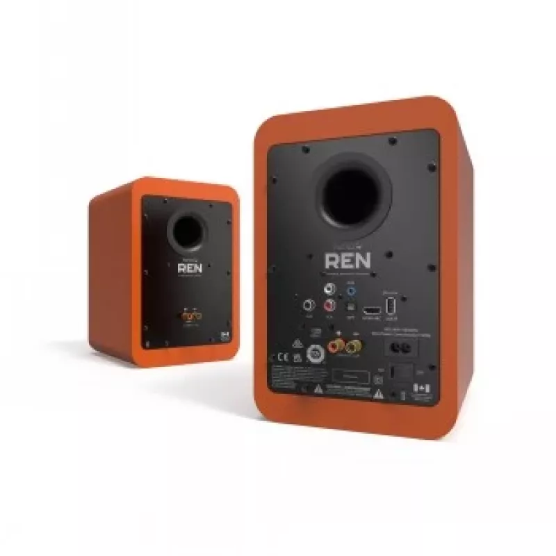 Kanto Audio 200W maitinamos knygų lentynos garsiakalbiai su HDMI Arc, USB-C ir Bluetooth 5.3 - matinė oranžinė, pora (su Type C maitinimo laidu)