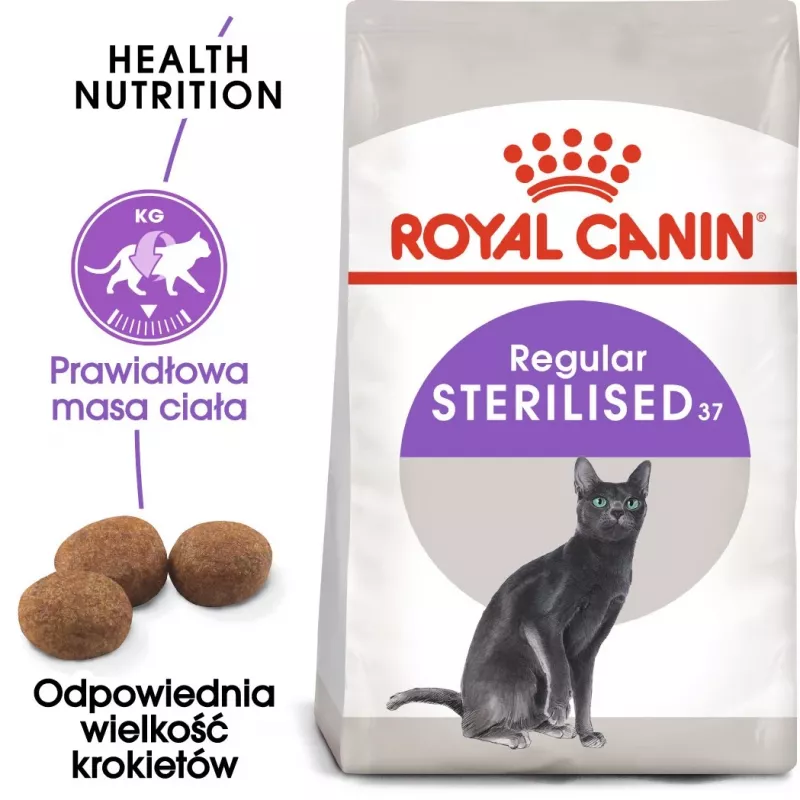 Sausas kačių maistas Royal Canin Sterilised 2 kg — suaugusios sterilizuotos katės, vištiena, 37 % baltymų