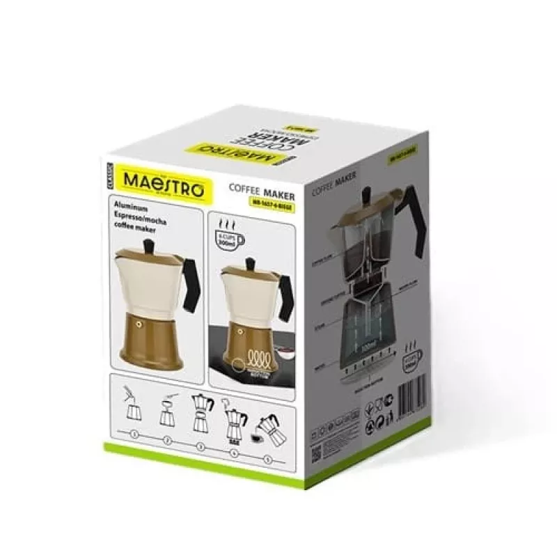 Ant viryklės statomas espreso virimo aparatas Maestro MR-1657-6-BEIGE aliuminis 6 puodeliams