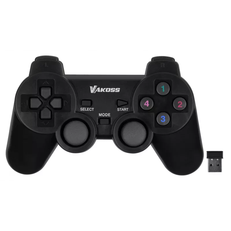 Žaidimų pultas VAKOSS GP-3925BK Juodas belaidis RF analoginis/skaitmeninis PC ir PlayStation 3, 12 mygtukų, 2,4 GHz, nano imtuvas