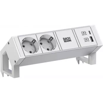 Bachmann DESK2 ALU Balta 937.4022xCEE7/3 1xUSB A/C 22W 0 2m GST18