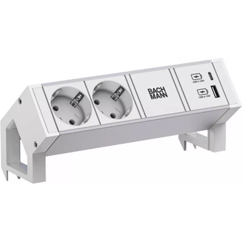 Bachmann DESK2 ALU Balta 937.4022xCEE7/3 1xUSB A/C 22W 0 2m GST18