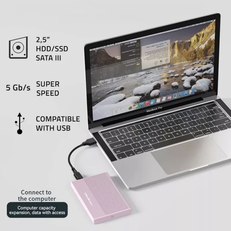 Korpusas SSD HDD 2,5 inch diskui, SATA, USB 3.0, 2T