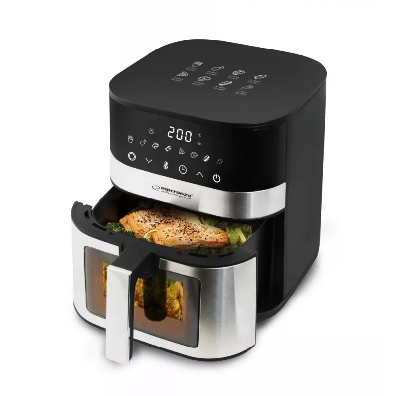 Karšto oro gruzdintuvė ESPERANZA Pesce Alla Griglia 5 L, gruzdintuvė be aliejaus, 1400 W, 8 programos, 200°C, jutiklinis valdymas
