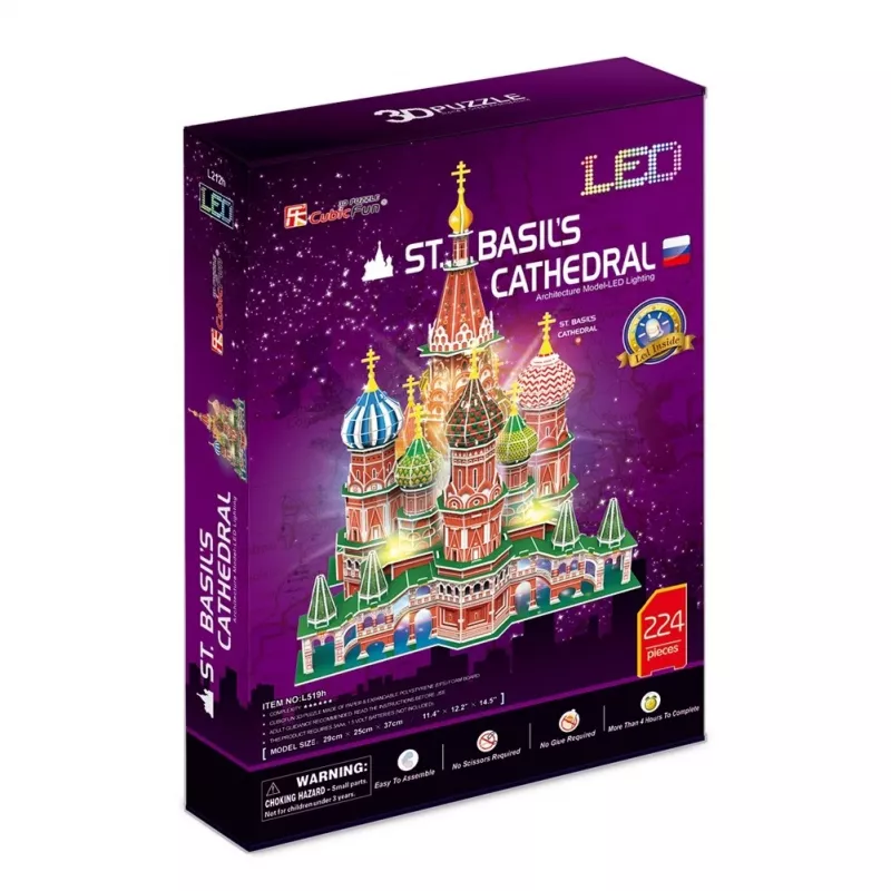 3D dėlionė CubicFun Šv. Bazilijaus katedra su LED apšvietimu, modelis 306-20519