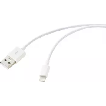 Renkforce USB kabelis USB 2.0 USB-A kištukas, Apple Lightning kištukas 1,00 m baltas RF-6857548 (RF-6857548)