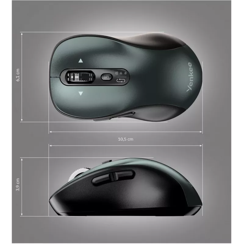 Laidinė ergonominė kompiuterio pelė YENKEE YMS2010BK — kompaktiškas dizainas, laidinis ryšys