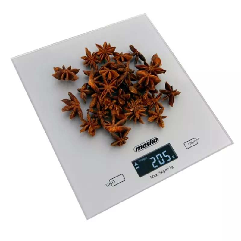 Mesko | Virtuvinės svarstyklės | MS 3145 | Maksimalus svoris (talpa) 5 kg | Padalos vertė 1 g | Ekrano tipas LCD | Sidabrinė