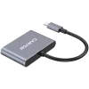 USB-C 3 viename šakotuvas CANYON DS-3 tamsiai pilkas — USB-C į USB-A + HDMI + PD pralaidumas