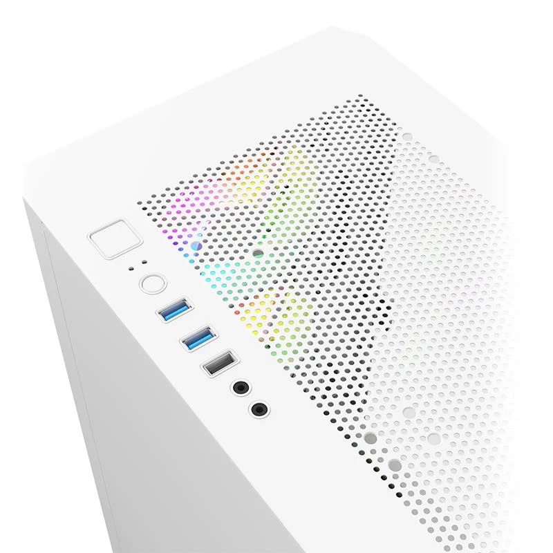 Montech AIR 100 ARGB MICRO-ATX korpusas su keturiais iš anksto sumontuotais ARGB ventiliatoriais, itin minimalistinis dizainas, smulkaus tinklelio priekinis skydelis, didelis oro srautas, unikalus šoninis skydelis