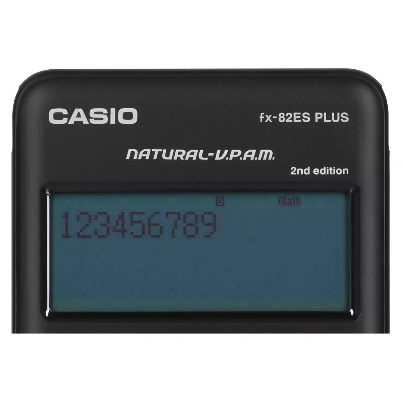 Mokslinis skaičiuotuvas CASIO FX-82ES PLUS-2 Pocket — 252 funkcijos, taškinis 12 skaitmenų ekranas, maitinamas baterijomis (AAA), juodas