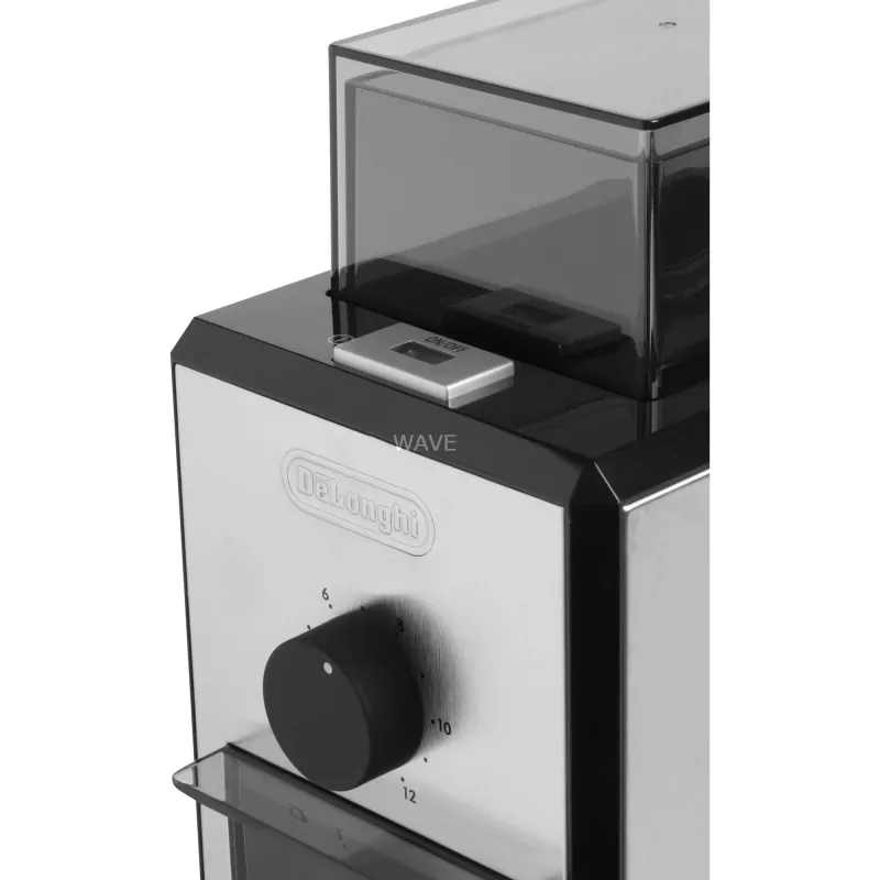 Kavos malūnėlis De’Longhi KG89 — 120 g pupelių talpa, 110 W, 12 puodelių, nerūdijančio plieno plastikinis korpusas