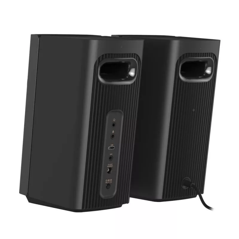CREATIVE T60 2.0 kompaktiški Hi-Fi staliniai garsiakalbiai su aiškiu dialogu ir erdviniu garsu, Sound Blaster SmartComms rinkiniu, USB-C garso, mikrofono ir ausinių prievadais B